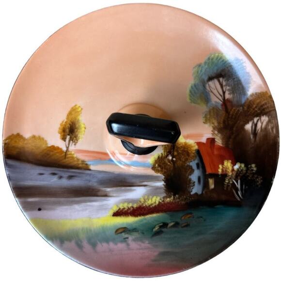 Noritake Hand Painted Japan Village Scenery Terracotta Colors Serving Plate - Picture 1 of 5